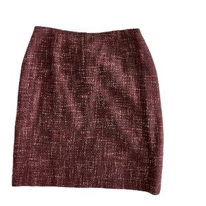 Casual Corner Wine Mini Tweed Pencil Skirt Petite